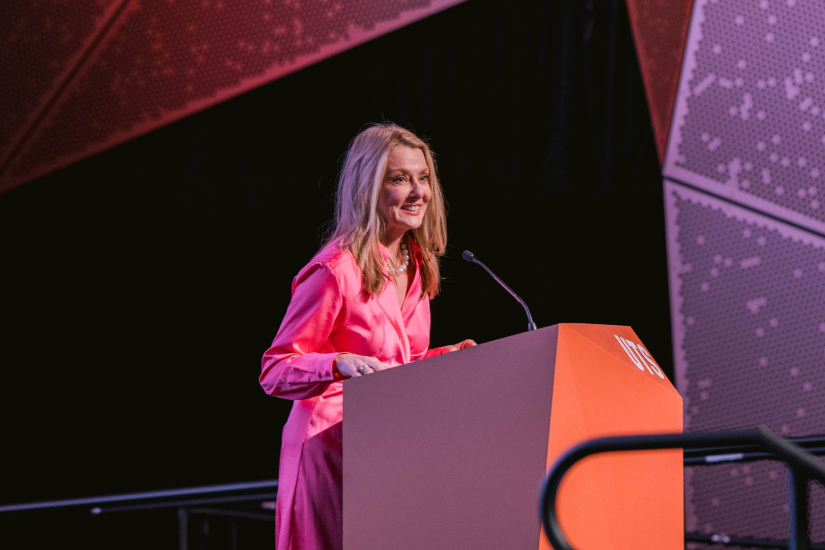 Anna Funder presenting her keynote speech at IWD 2024