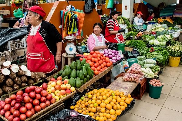 Food Market - vendors selling fruit and vegetables in a street market