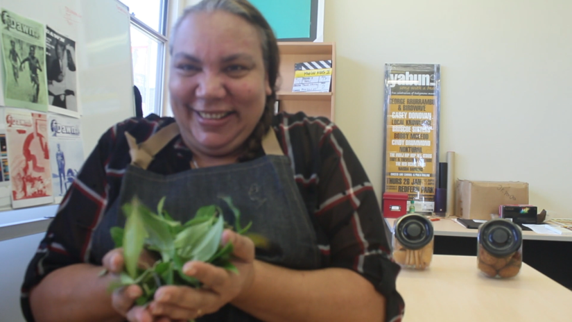 Pauline Clague making Lemon Myrtle Cheesecake from Blak Markets Indigigrow Ingredients