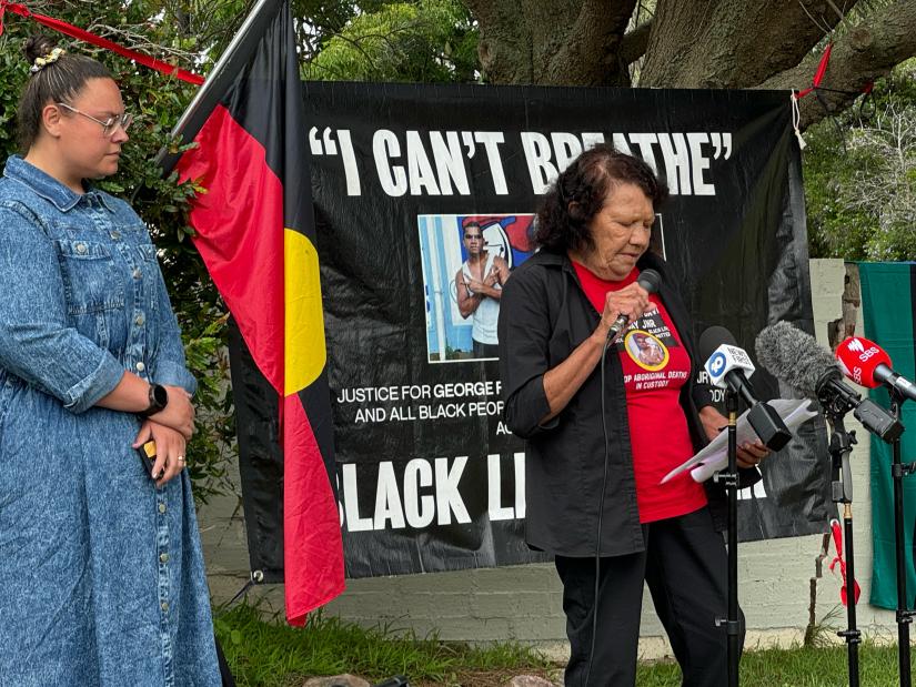 Photo - Latoya Rule with David Dungay Jr.'s mother Leetona Dungay on the 8th Anniversary of his death, Longbay Prison