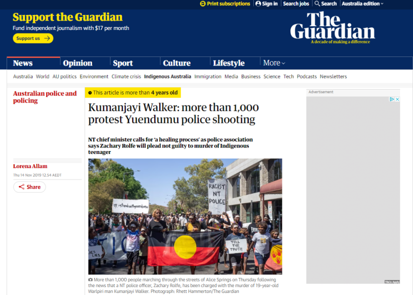 Kumanjayi Walker: more than 1,000 protest Yuendumu police shooting