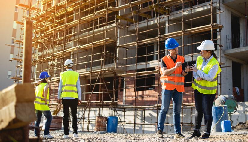 Stock photo of workers on a construction site
