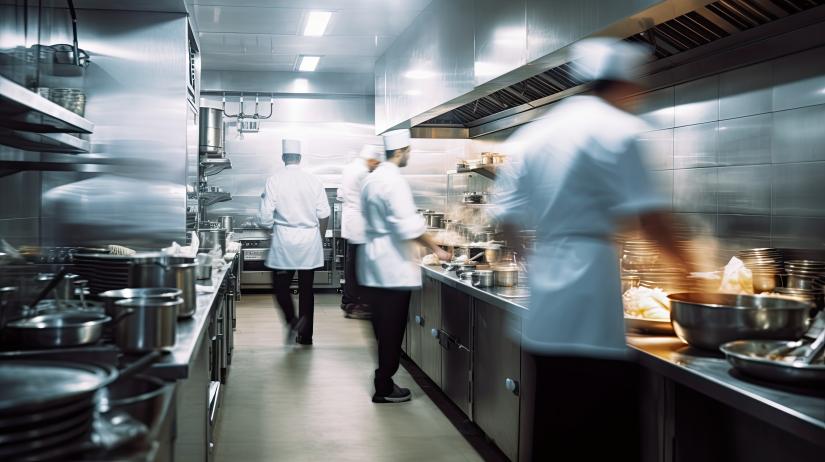 Chefs in a commercial kitchen