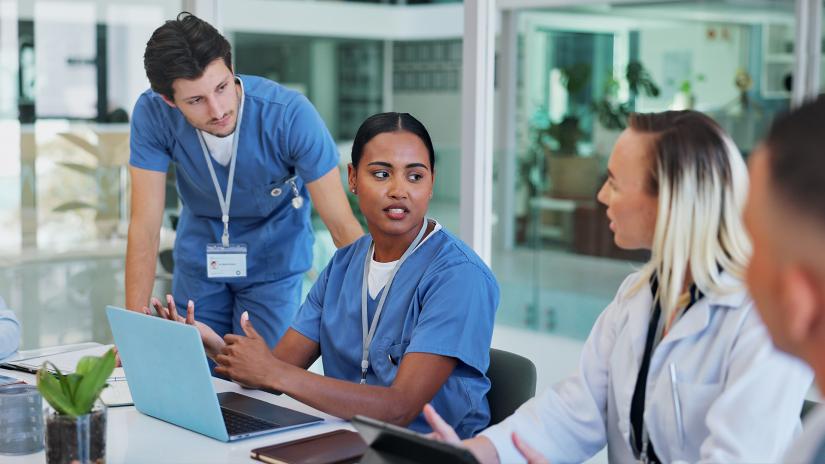 Group of medical professionals talking