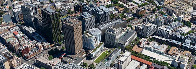 Aerial view of the UTS City campus and surrounds, picture by Ethan Rohloff