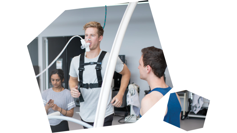 Sports and exercise science student running on treadmill