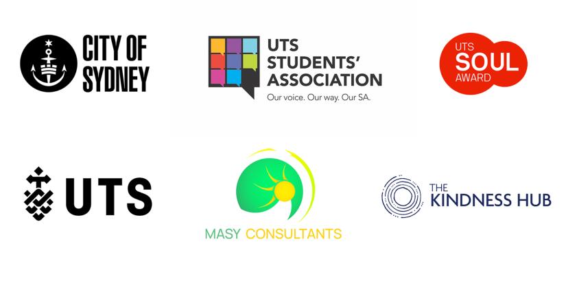 City of Sydney, UTS Students' Association, UTS SOUL Award, UTS, MASY and The Kindness Club logos