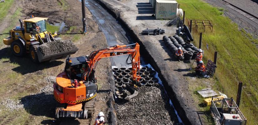 Photo of test track being laid at Chullora.