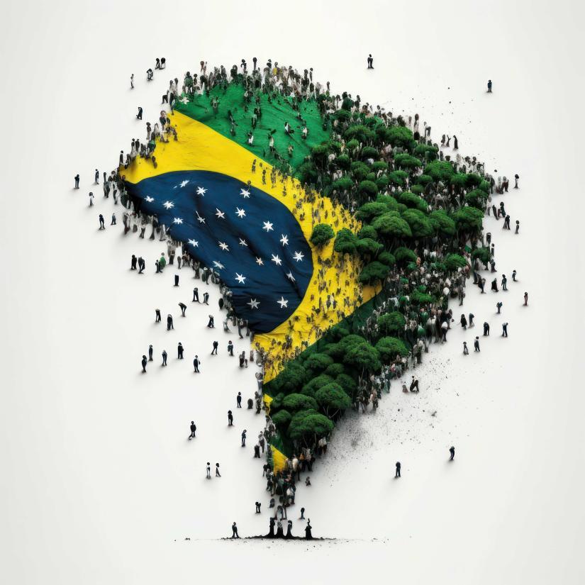 A 3D illustrated visualisation map of brazil and its people