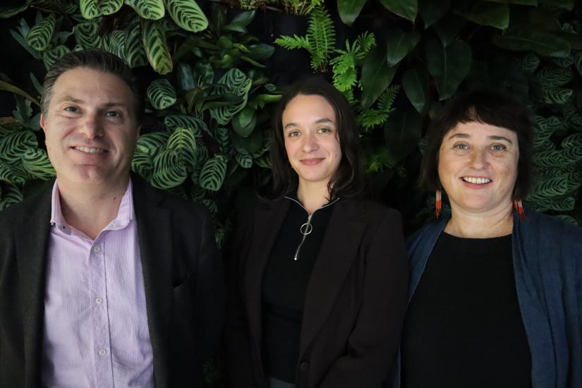 Brett Clegg, Dr Lauren Booker and Dr Kirsten Thorpe. Photo: Christopher Bohensky