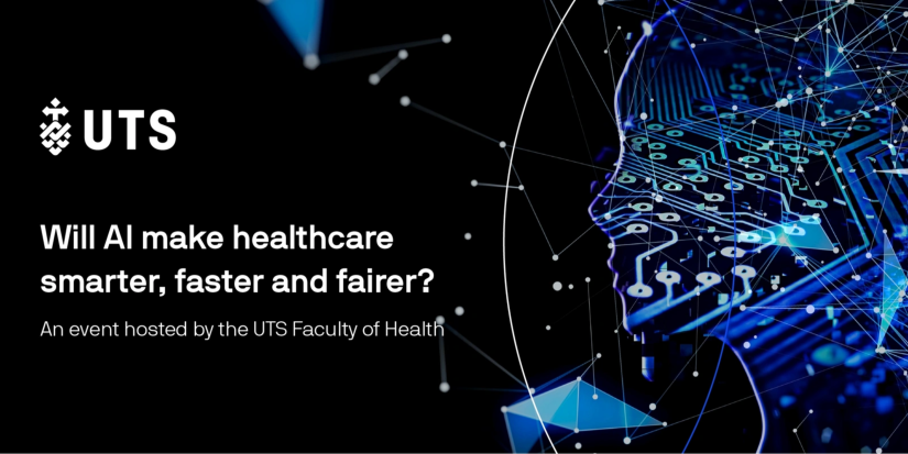 Graphic with text 'Will AI make healthcare smarter, faster and fairer?'