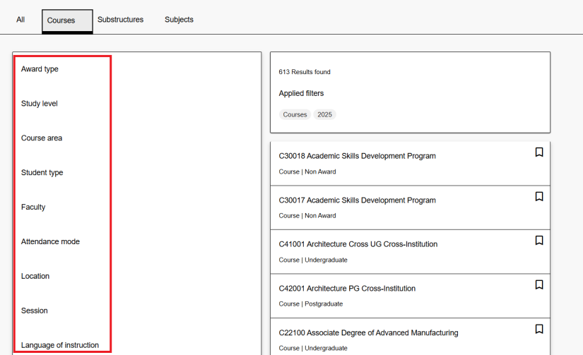 Use the filters on the advanced search page to narrow down your search results.