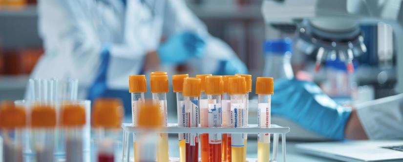 A group of test tubes. 