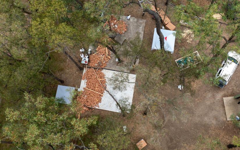 An aerial view of the site of the a multi-agency multi-jurisdictional training exercise held at the UTS AFTER facility. Picture by Grainger Films