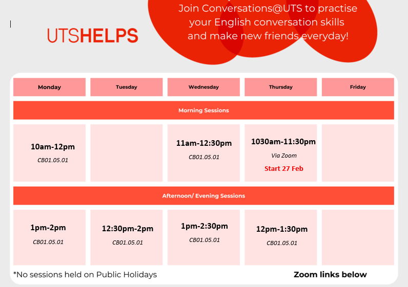 conversations timetable