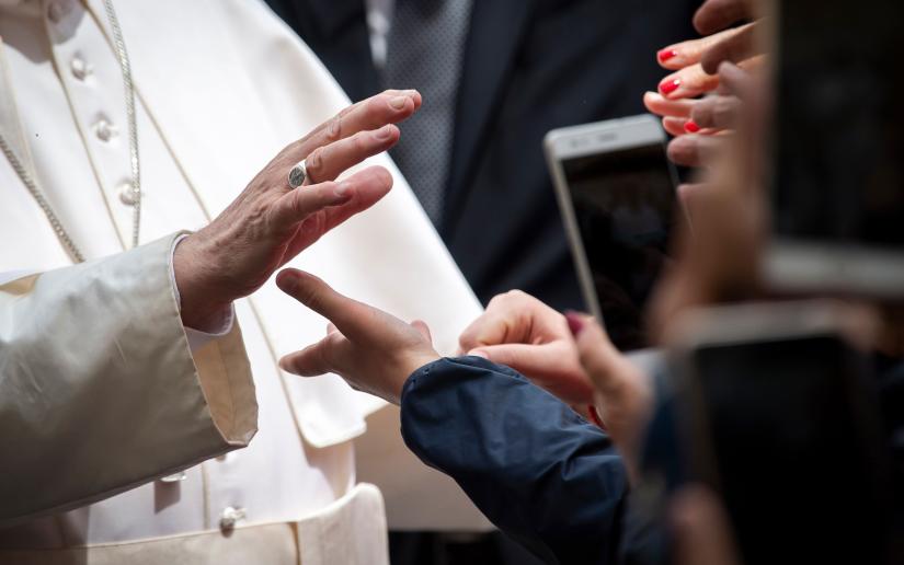 Pope Francis meets with faithful at the end of his weekly general audience in St. Peter's Square at the Vatican, May 2019. Picture:  Antoine/Adobe Stock
