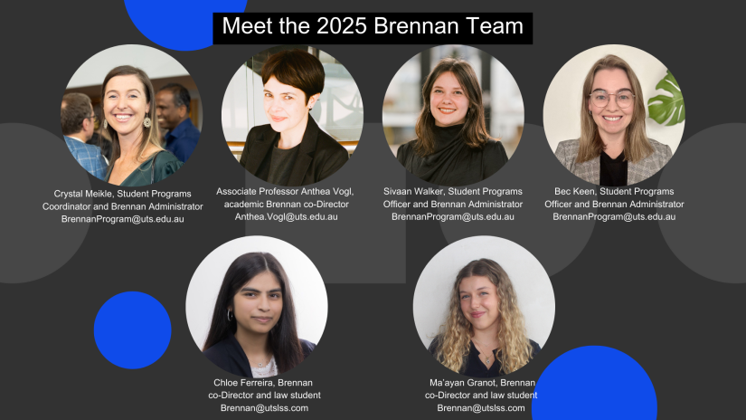 an image of 6 headshots of the brenann co-directors and brennan administrators at UTS faculty of Law