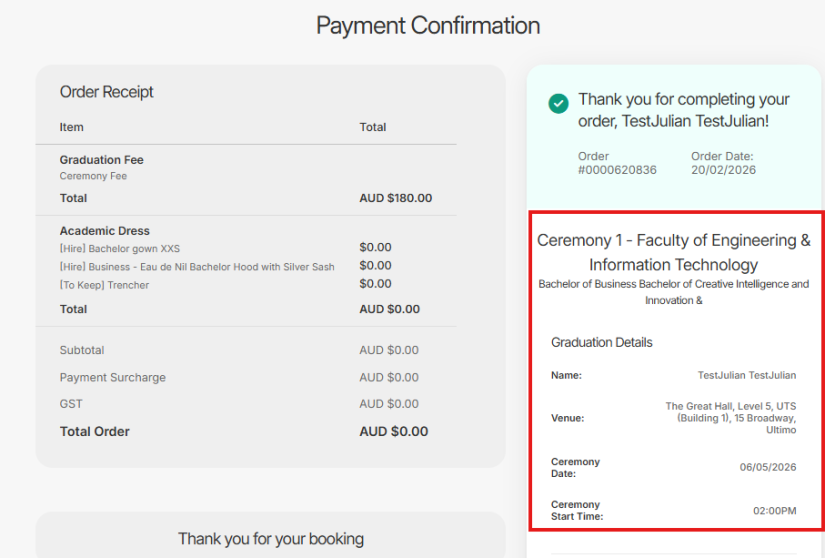 Payment Confirmation of registration.