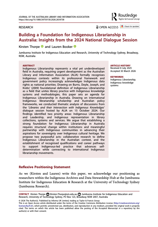Report: Building a Foundation for Indigenous Librarianship in Australia