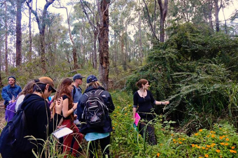 Biosphere field trip -students outside collecting samples