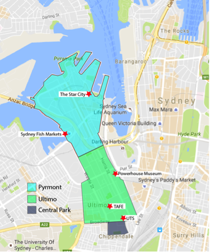 Map of Pyrmont Ultimo Precinct