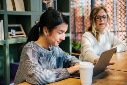 Woman working on laptop