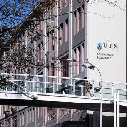Building 3 and footbridge from Harris St