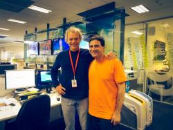 Seref with SBS mentor Ron Sutton standing in SBS studio