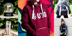 Back to back images of UTS merchandise