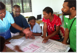 A group of colleagues work-shopping ideas