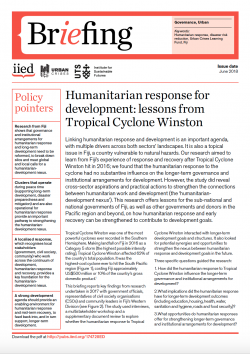 Humanitarian reponse and development in urban contexts - report cover