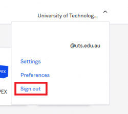 Screenshot of Okta sign out button