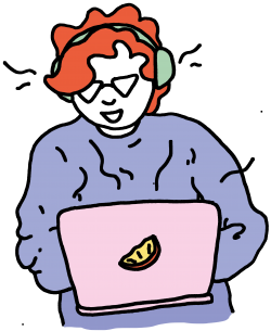 Person on laptop listening to music 