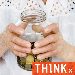 Two hands holding a money jar