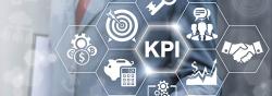 Abstract graphics of KPI, graphs, handshakes and targets with a man in a suit in the background