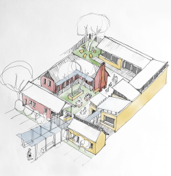 Sketch of model refuge from the air