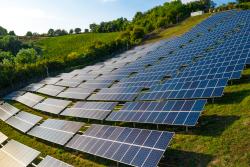 Solar panels on a hill