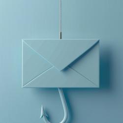 An baby blue envelope hanging on a sharp hook