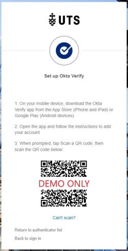 OKTA - QR code screenshot