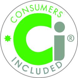 Cancer Voices Consumers Included logo in green font. Includes text, 'Consumers Includesd' and a large green capital C and a lower case i.