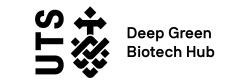 Deep Green Biotech Hub black text over a white background with UTS emblem 