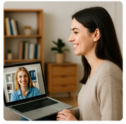 Female consulting with a clinician using a laptop computer