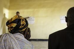 Eye testing in progress