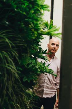 Researcher at the installation of the Junglefy Green Wall at the Art Gallery of New South Wales