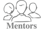 3 silhouettes and below the word Mentors