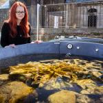 Janice McAuley with an algae tank
