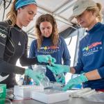 Emma Camp and team with coral samples