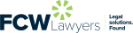 FCW Lawyers logo in navy with slogan: Legal solutions. Found.