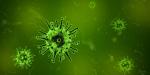 Artists representation of a virus in a close up colourised style image