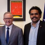 Randall stands alongside Prime Minister Anthony Albanese